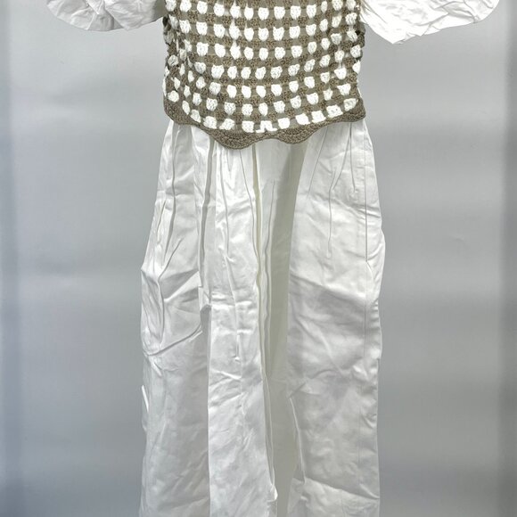 En Saison by Lala White Dress With Tan and White Crocheted Removable Top Size S - Picture 3 of 7